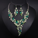 Colorful Flower Crystal Jewelry Set Necklace Earrings