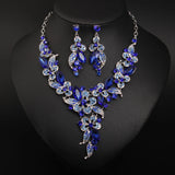 Colorful Flower Crystal Jewelry Set Necklace Earrings