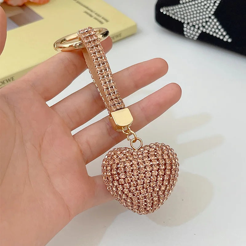 Crystal Heart Keyring Chain Bling Shining Keychain