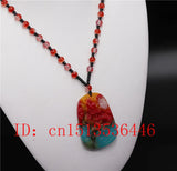 Colorful Jade Dragon Pendant Necklace Chinese Hand-Carved Amulet