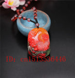 Colorful Jade Tiger Pendant Necklace Chinese Hand-Carved Relax Healing
