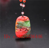 Colorful Jade Toad Pendant Necklace Chinese Hand-Carved Relax Healing Gift