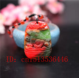 Colorful Jade Toad Pendant Necklace Chinese Hand-Carved Relax Healing Gift