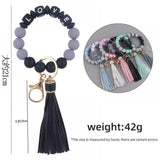 Colorful Letter Silicone Beaded Keyring Wristlet Bracelet Keychain