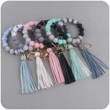 Colorful Letter Silicone Beaded Keyring Wristlet Bracelet Keychain