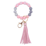 Colorful Letter Silicone Beaded Keyring Wristlet Bracelet Keychain