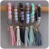 Colorful Letter Silicone Beaded Keyring Wristlet Bracelet Keychain