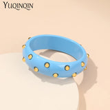 Colorful Resin Thin Bangles With Charms Bracelets Bangle