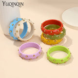 Colorful Resin Thin Bangles With Charms Bracelets Bangle