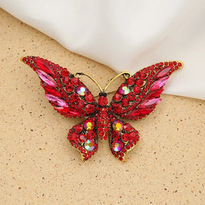 Colorful Rhinestone Butterfly Brooch Crystal Insect Bouquet Scarf Pin
