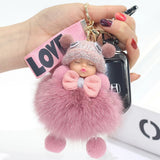 Colorful Baby Doll Keychain Hair Ball Bag Pendant