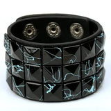 Colorful Square Rivets PU Leather Cuff Bracelet Punk Bangle