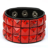 Colorful Square Rivets PU Leather Cuff Bracelet Punk Bangle