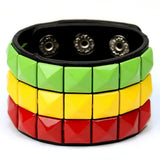 Colorful Square Rivets PU Leather Cuff Bracelet Punk Bangle