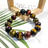 Colorful Tiger Eyes Beads Bracelet Men Charm Natural Stone Braslet