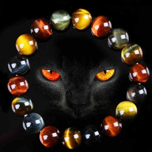 Colorful Tiger Eyes Beads Bracelet Men Charm Natural Stone Braslet