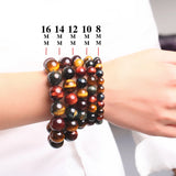 Colorful Tiger Eyes Beads Bracelet Men Charm Natural Stone Braslet
