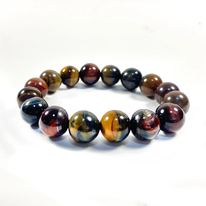 Colorful Tiger Eyes Beads Bracelet Men Charm Natural Stone Braslet