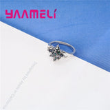 Colorful Crystal Rainbow CZ 925 Silver Bridal Wedding Ring
