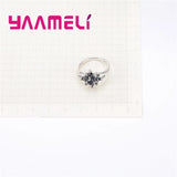 Colorful Crystal Rainbow CZ 925 Silver Bridal Wedding Ring