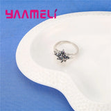 Colorful Crystal Rainbow CZ 925 Silver Bridal Wedding Ring