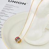 Colorful Zirconia Rings Pendant Necklace 925 Silver Jewelry 18K Plated Women