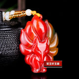 Fox Jade Pendant Necklace Chinese Hand-Carved Luck Amulet