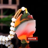 Fox Jade Pendant Necklace Chinese Hand-Carved Luck Amulet