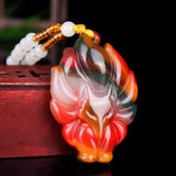 Fox Jade Pendant Necklace Chinese Hand-Carved Luck Amulet