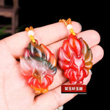 Fox Jade Pendant Necklace Chinese Hand-Carved Luck Amulet