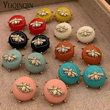 Colorful Bee Stud Earrings Statement Resin Geometric Round Earrings