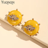 Colorful Bee Stud Earrings Statement Resin Geometric Round Earrings