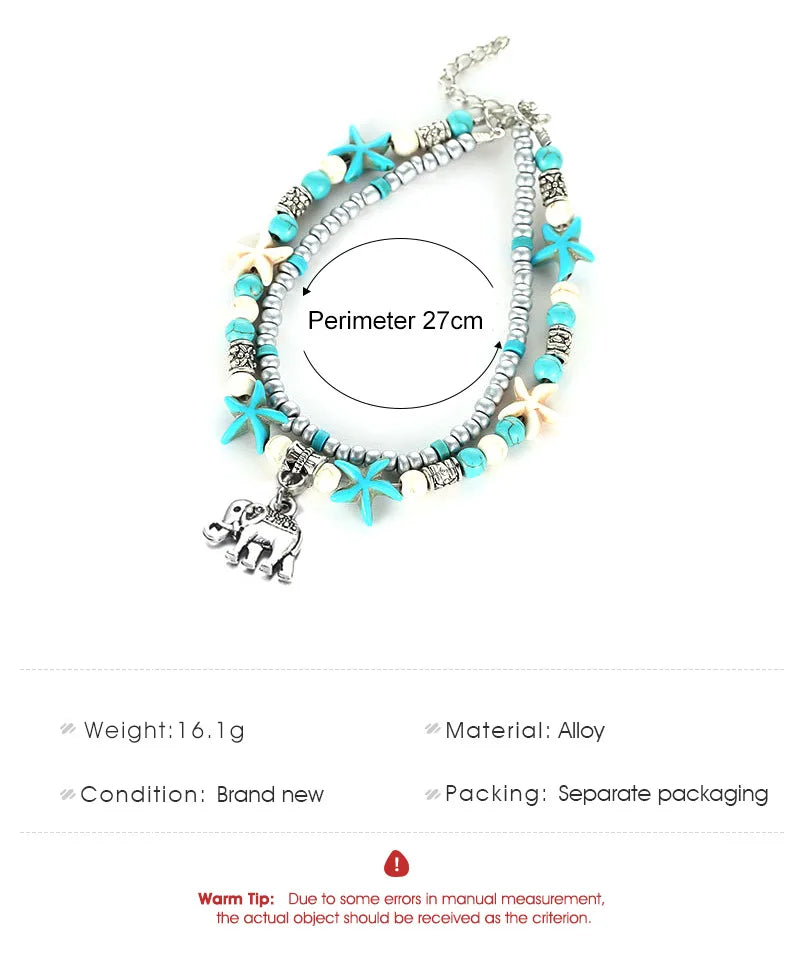 Conch Bead Anklet for Women Girls Beach Starfish Pearl Anklets