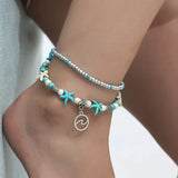 Conch Bead Anklet for Women Girls Beach Starfish Pearl Anklets