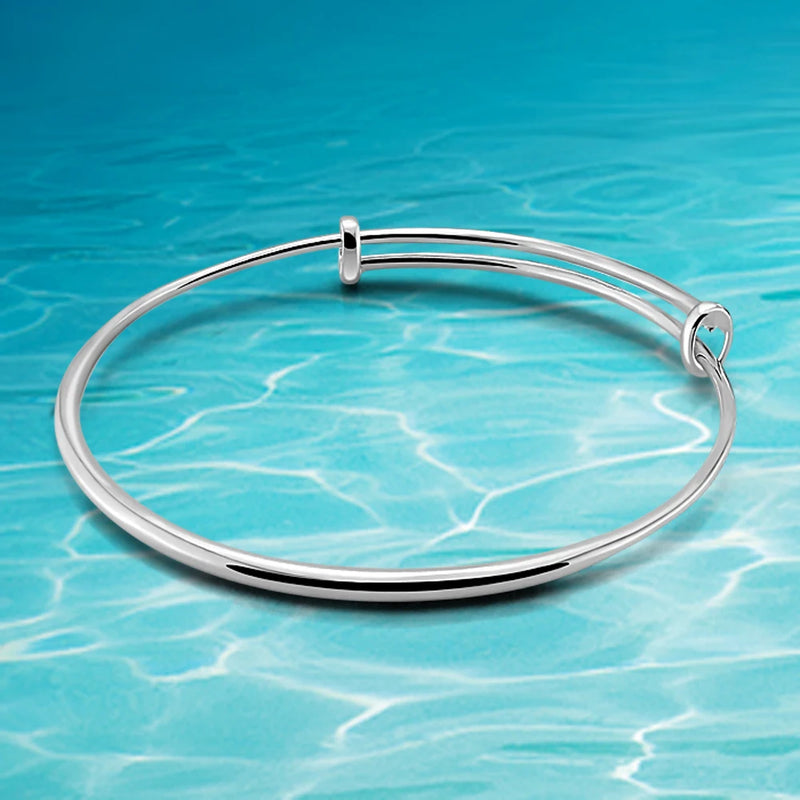 925 Silver Women's Charm Bracelet Bangle Lady Jewelry