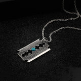 Punk Blade Retro Titanium Steel Square Pearl Pendant Necklace