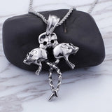 Men Punk Skeleton Pendant Three Skull Ghost Necklace