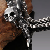 Men Punk Skeleton Pendant Three Skull Ghost Necklace