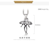 Men Punk Skeleton Pendant Three Skull Ghost Necklace
