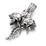 Men Punk Skeleton Pendant Three Skull Ghost Necklace