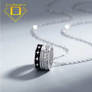Ring Pendant Necklace Silver Long Chain Pendant Jewelry Men/Women