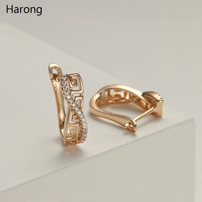 Copper Zirconia Stud Earrings Wedding Jewelry