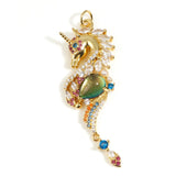 Copper Ocean Seahorse Pendants Metal Micro Pave Rhinestone Charms