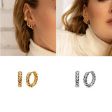 Vintage Copper Zircon Bee Lightning Earrings Punk Circle Hoop E