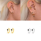 Vintage Copper Zircon Bee Lightning Earrings Punk Circle Hoop E
