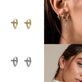 Vintage Copper Zircon Bee Lightning Earrings Punk Circle Hoop E