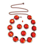 Cosplay Waist Belt Halloween Red Gems Waist Belt Stone Chain