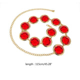 Cosplay Waist Belt Halloween Red Gems Waist Belt Stone Chain