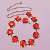 Cosplay Waist Belt Halloween Red Gems Waist Belt Stone Chain