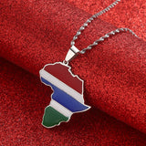 Gambia Africa Map Pendant Necklace Unisex Plated Charm Jewelry